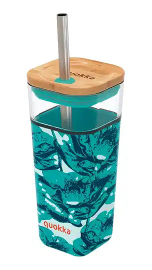 QUOKKA GLAS GLAS MET RIETJE EN SILICONEN HOES 540ml