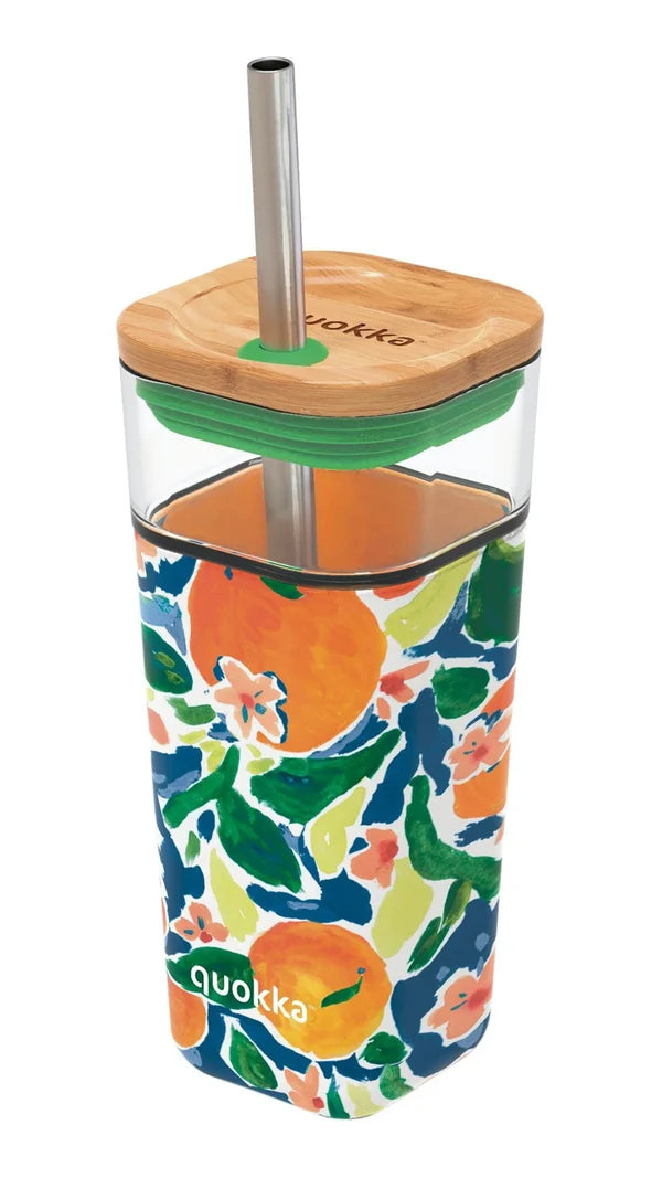 QUOKKA GLAS GLAS MET RIETJE EN SILICONEN HOES 540ml